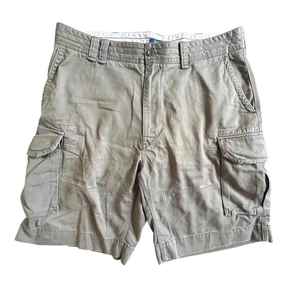 Polo Ralph Lauren Shorts Mens 38 Tall Olive Green Brown Chino 10" Baggy Cargo